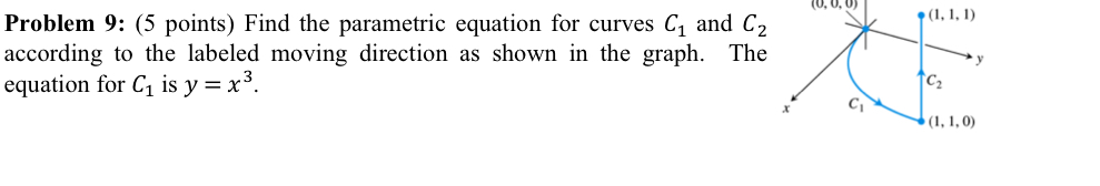 Problem 9 : ( 5 points ) Find the parametric