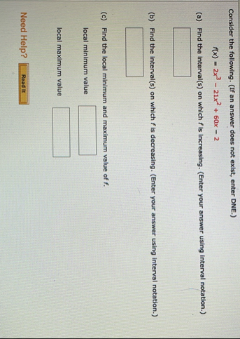 Consider the following. ( If an answer does not