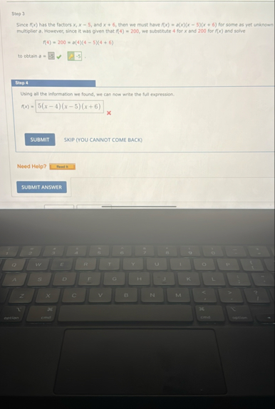 Step 3 Slene f ( x ) has the factors x , x - 5 ,