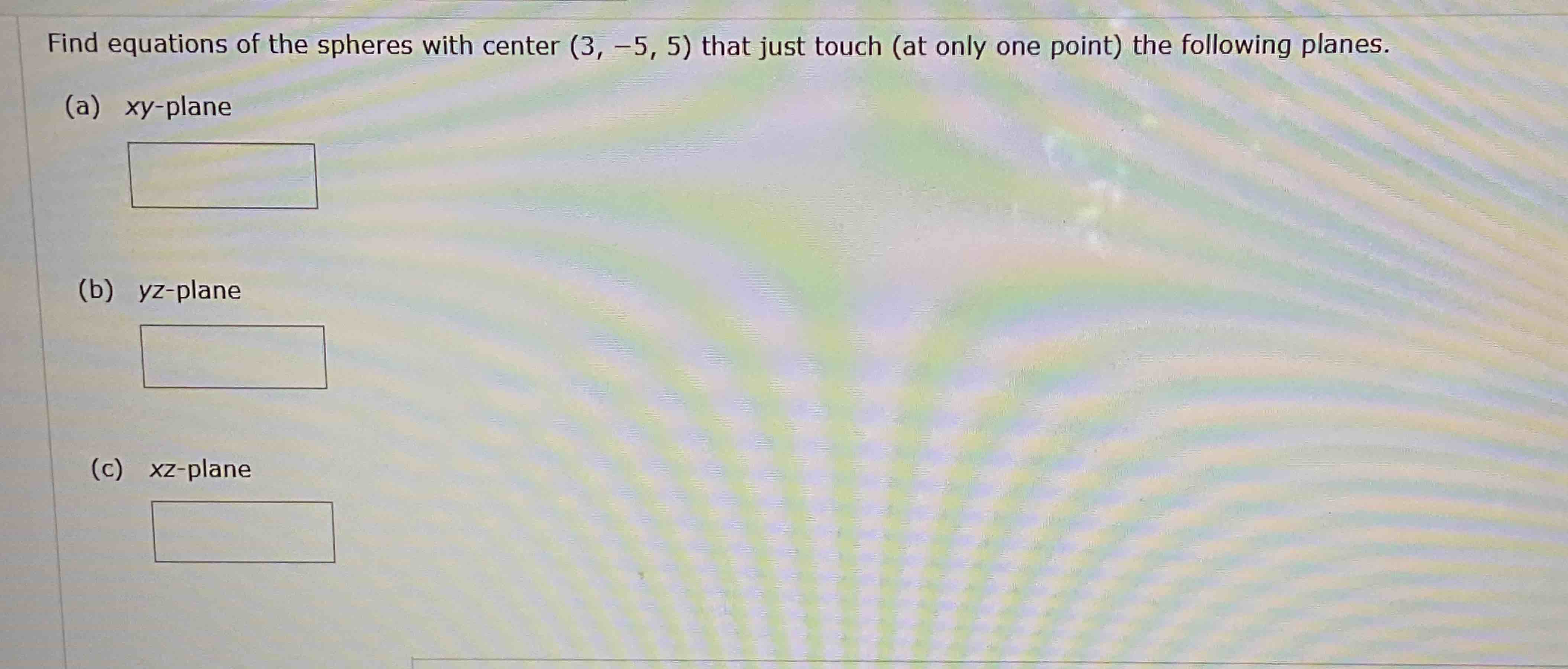 Find equations o f the spheres with center ( 3 ,