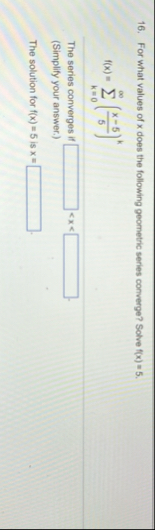 For what values of x does the following geometric