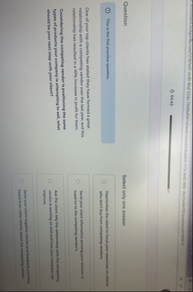 0 4 : 4 2 Question This is the first practioe