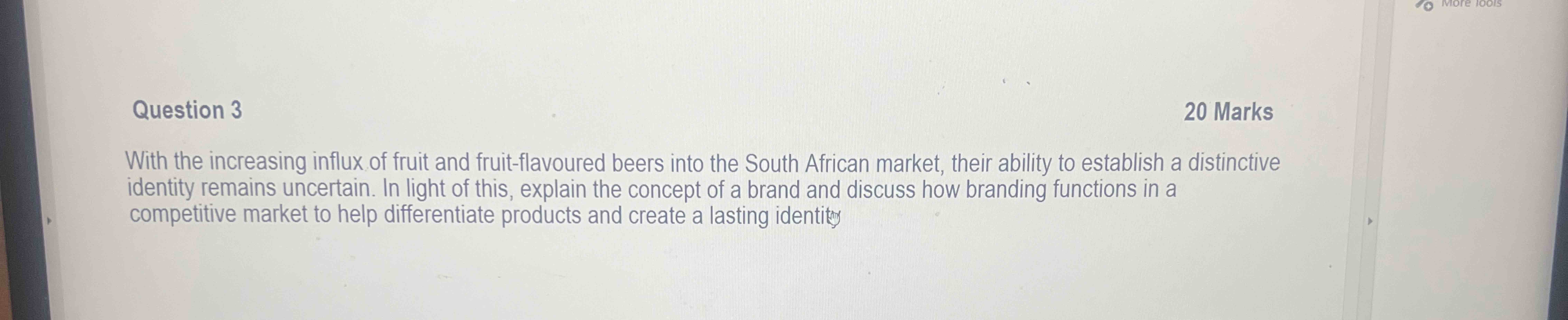 Question 3 With the increasing influx of fruit