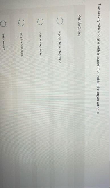 The activity which begins with a request from