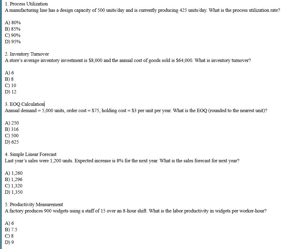 Computing Cycle Time per Unit o n a Production