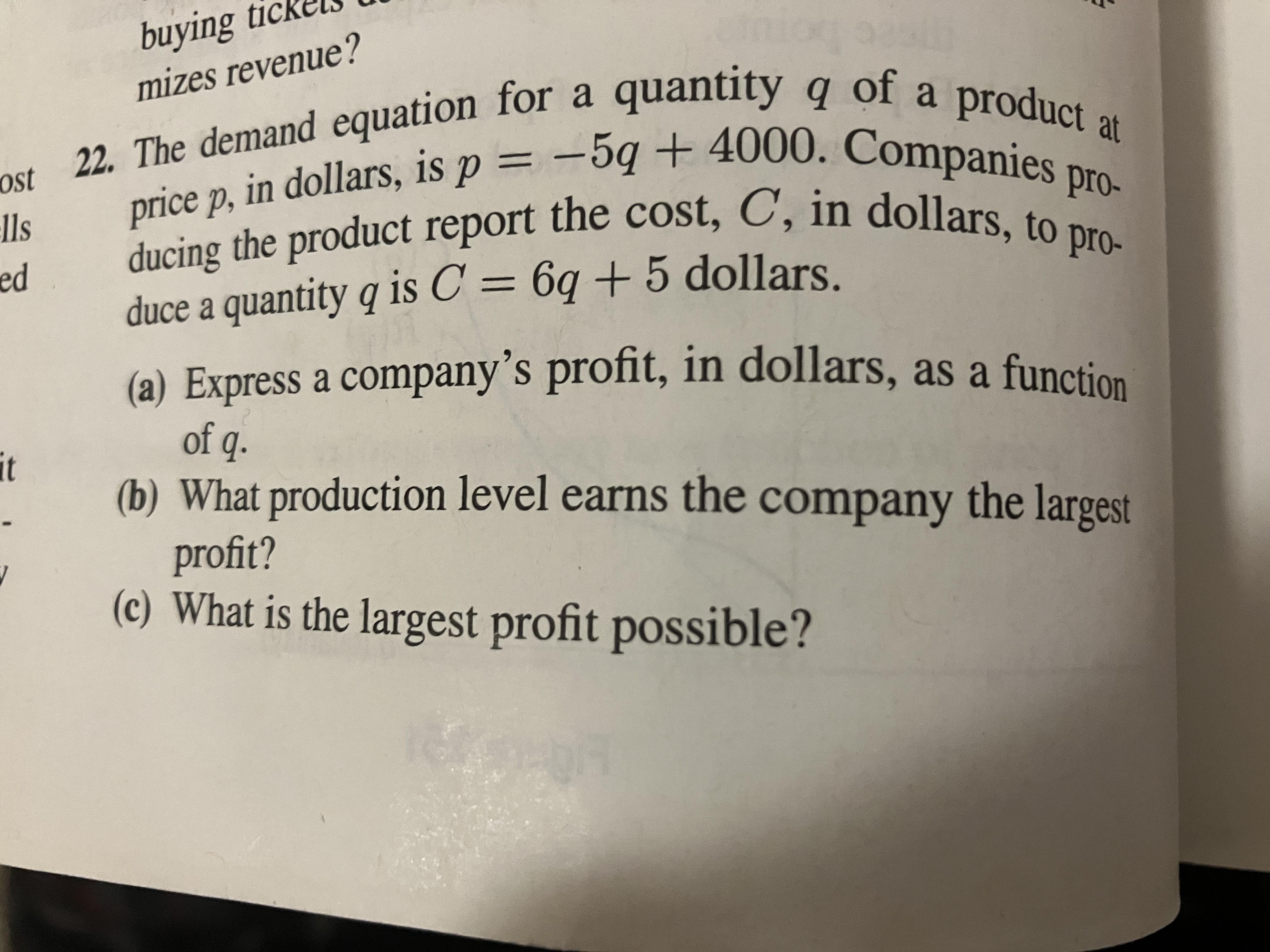 2 2 . The demand equation for a quantity \ ( q \