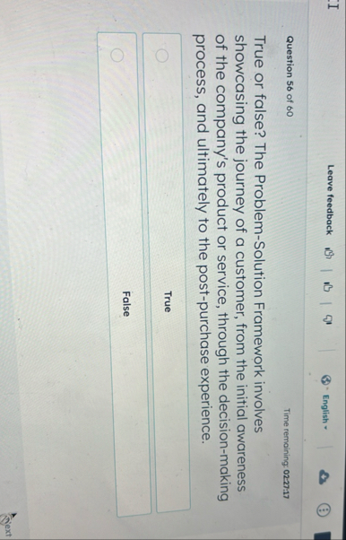 Leave feedback English Question 5 6 of 6 0 Time