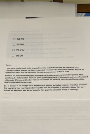 9 8 . 5 % 5 0 . 5 % 7 9 . 4 % 7 6 . 9 % Karen, I