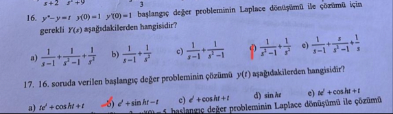 y * * - y = t , y ( 0 ) = 1 , y ' ( 0 ) = 1 ba