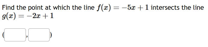 Find the point a t which the line f ( x ) = - 5 x