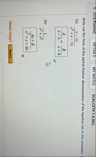 [ 1 / 2 Points ] DETAILS MY NOTES SCALCET 9 7 . 4