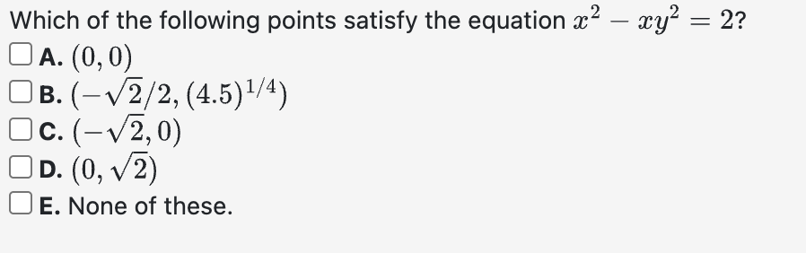 Which o f the following points satisfy the