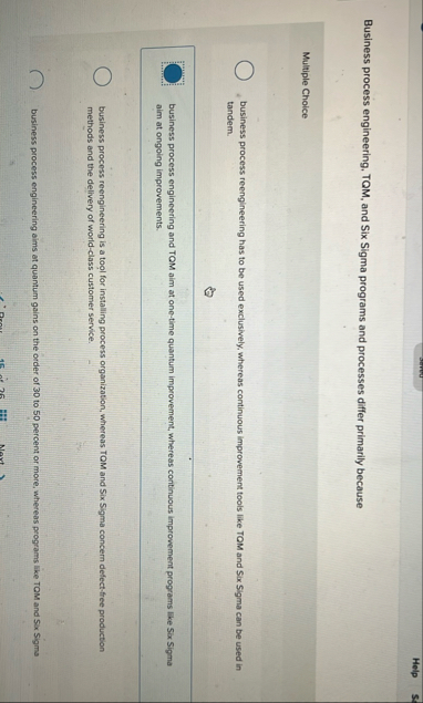 sever Help Business process engineering, TQM ,