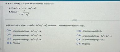 Al what points ( x , y , z ) in space are the