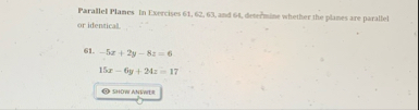 Parallel Planes In Exercises 6 1 , 6 2 , 6 3 ,