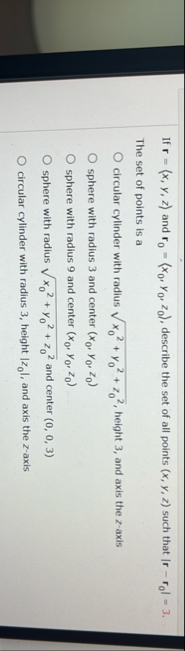 If r = ( : x , y , z : ) and r 0 = ( : x 0 , y 0