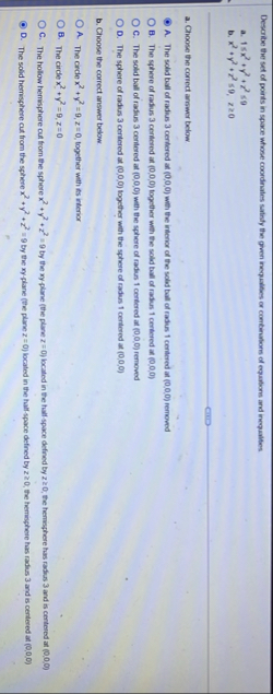 Describe the set of points in space whose