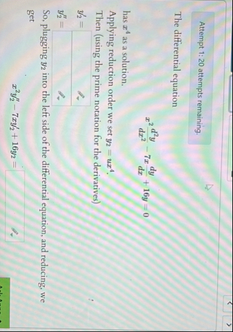 Attempt 1 : 2 0 attempts remaining. The