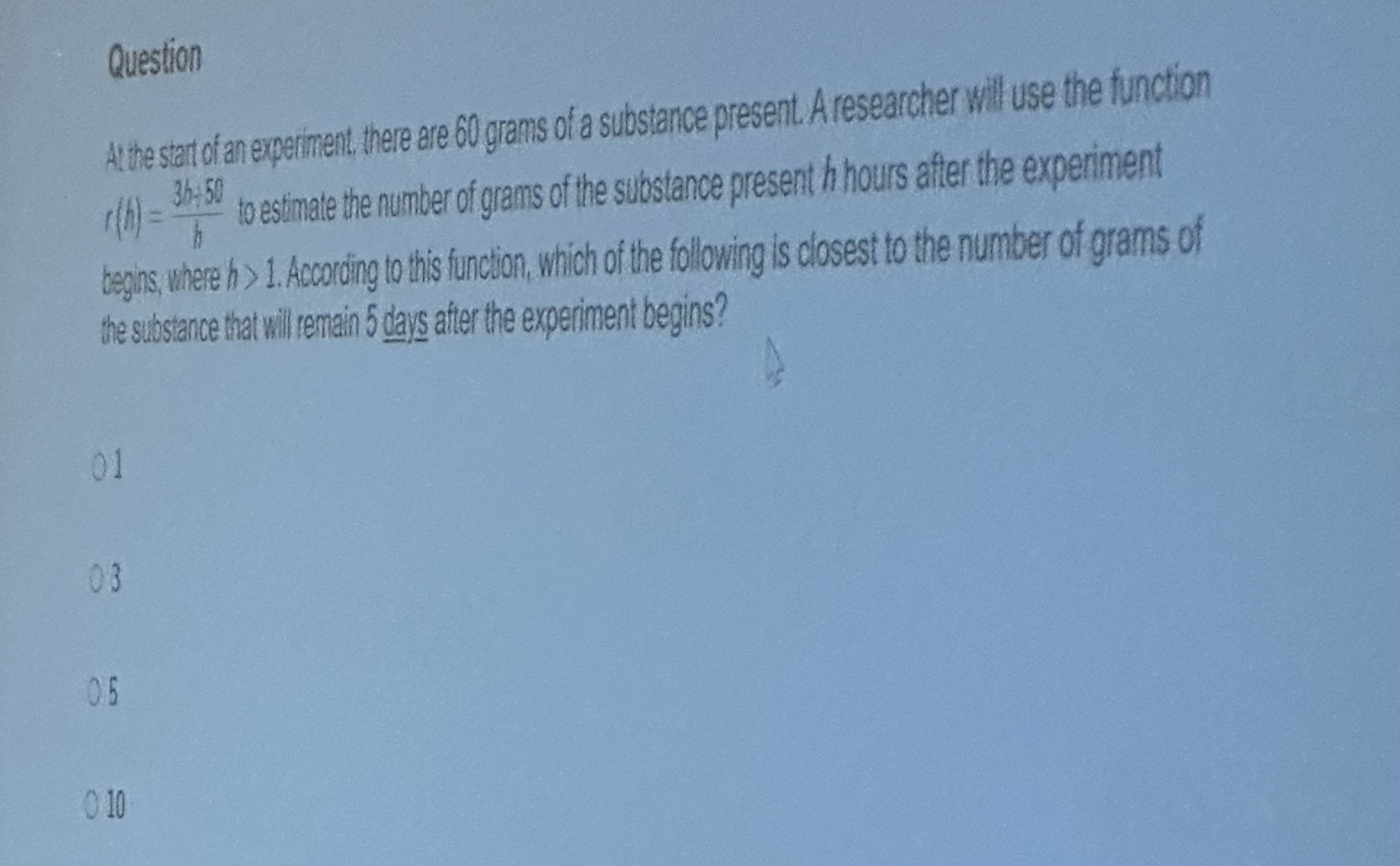 Question At be sato of a experiment there are 6 0