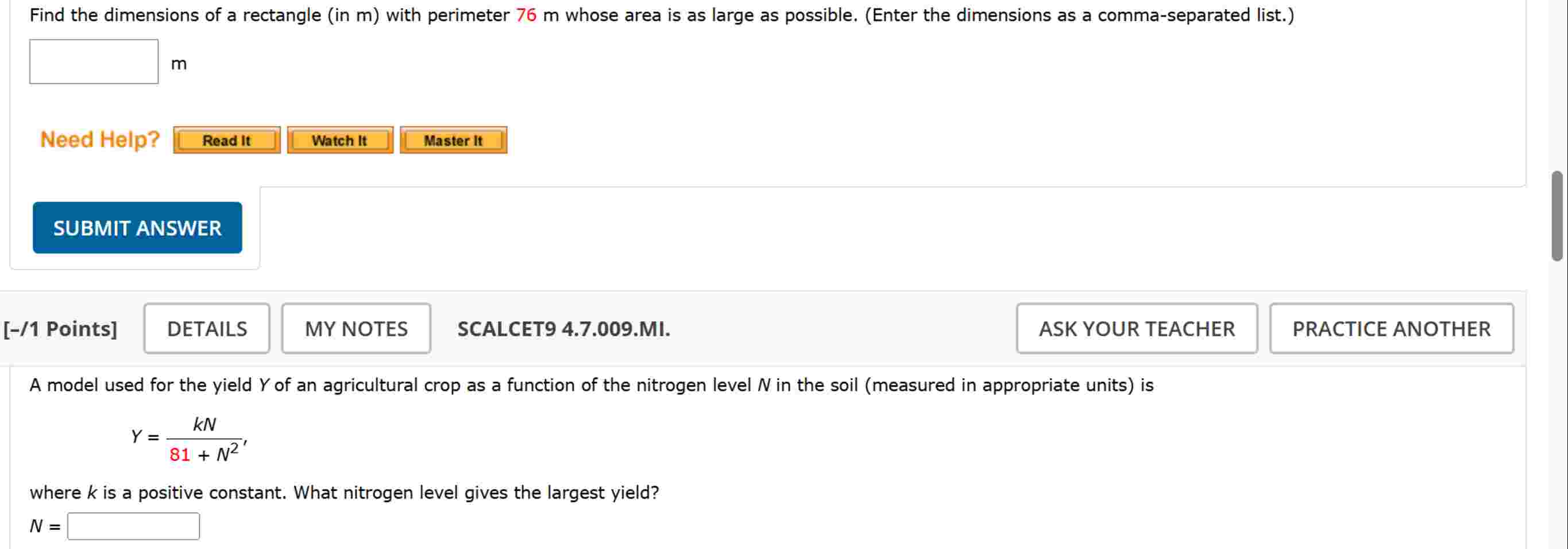 Find the dimensions of a rectangle ( in m ) with