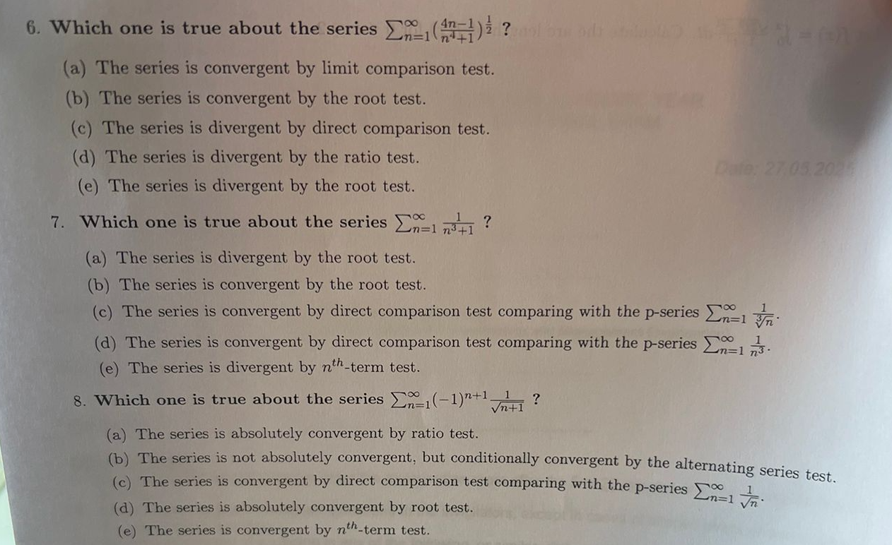 Which one i s true about the series n = 1 ( 4 n -