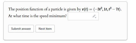 The position function o f a particle i s given b
