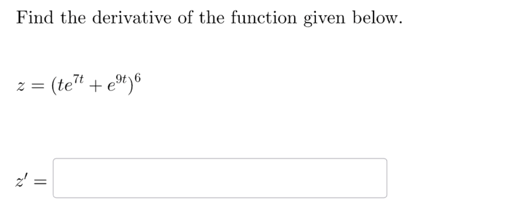Find the derivative o f the function given below.