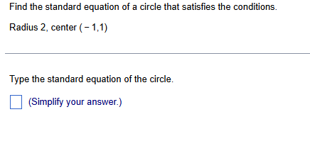 Find the standard equation of a circle that