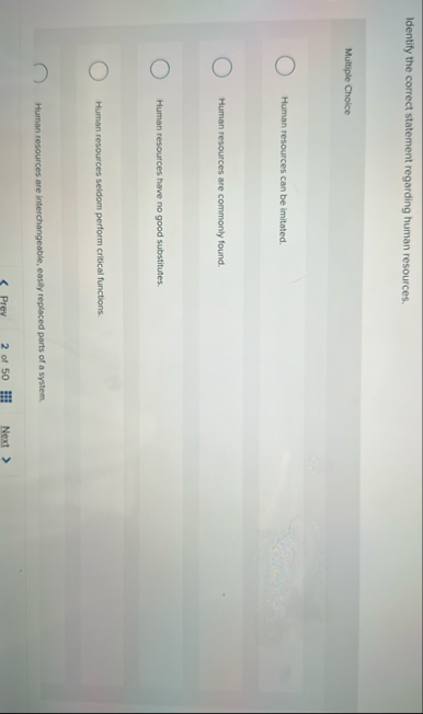 Identify the correct statement regarding human