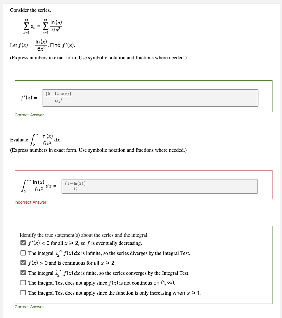 Consider the series. n = 1 a n = n = 1 l n ( n )