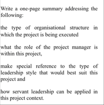 Write a one - page summary addressing the