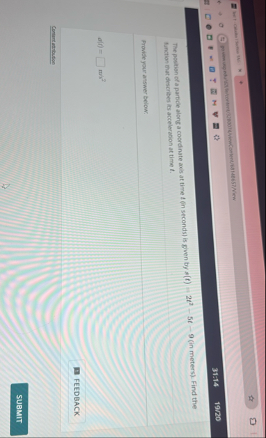 3 1 : 1 4 1 9 / 2 0 The position of a particle