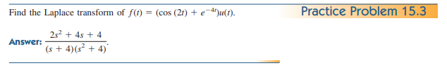Find the Laplace transform o f f ( t ) = ( c o s