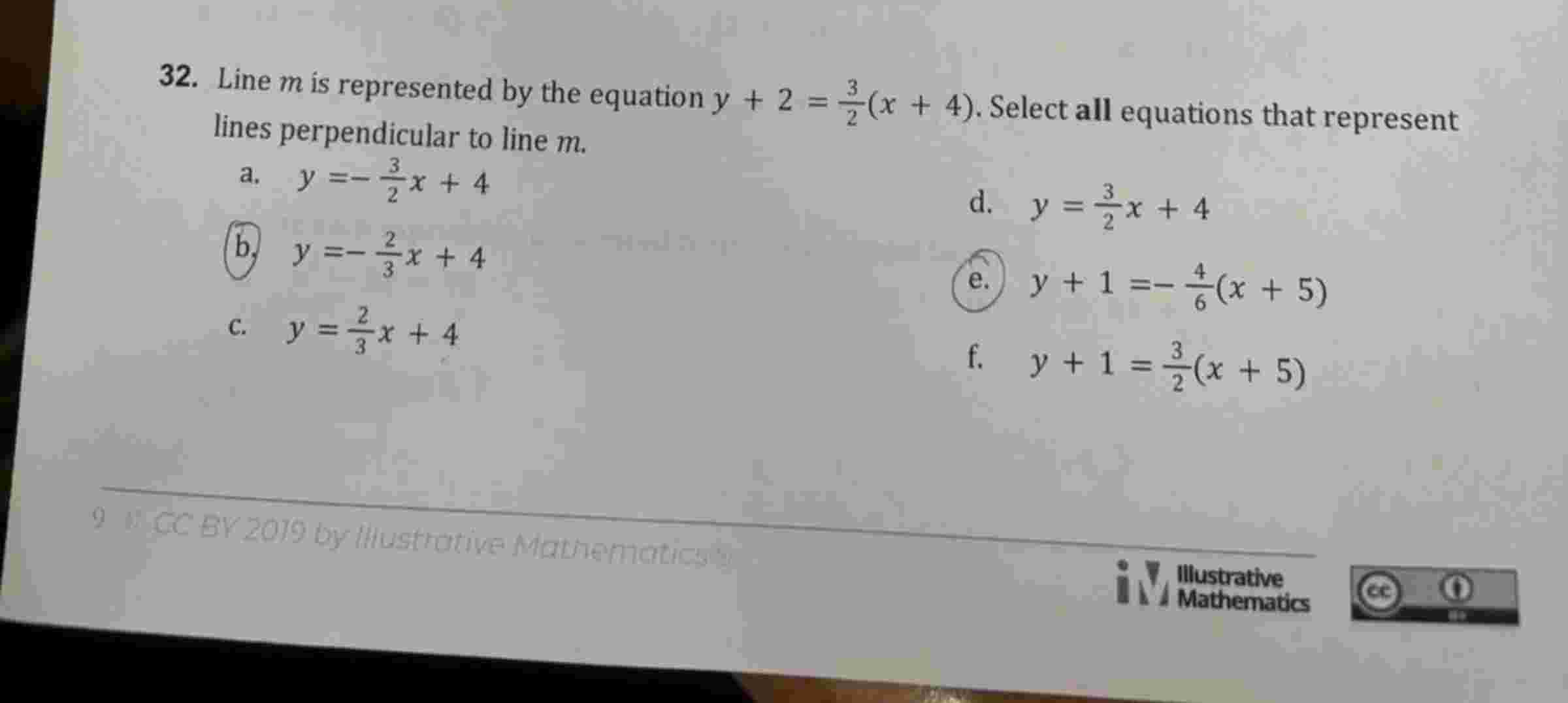 Line m i s represented b y the equation y + 2 = 3