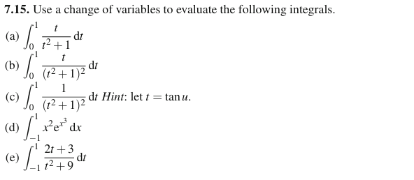 7 . 1 5 . Use a change o f variables t o evaluate