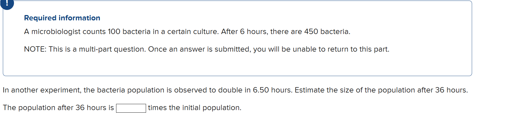 Required information A microbiologist counts 1 0