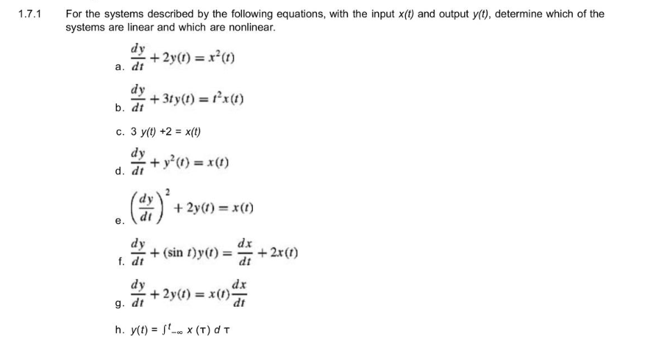 1 . 7 . 1 For the systems described b y the