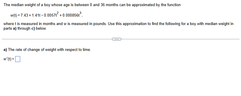 The median weight o f a boy whose age i s between