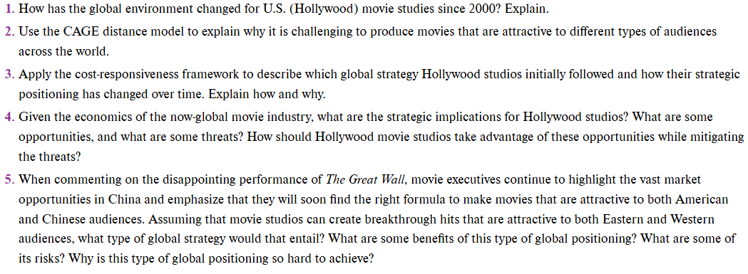 1 . How has the global environment changed for U