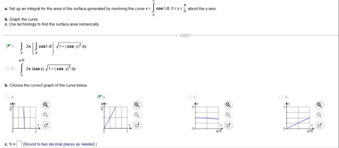 a . Set up an integral for the area of the