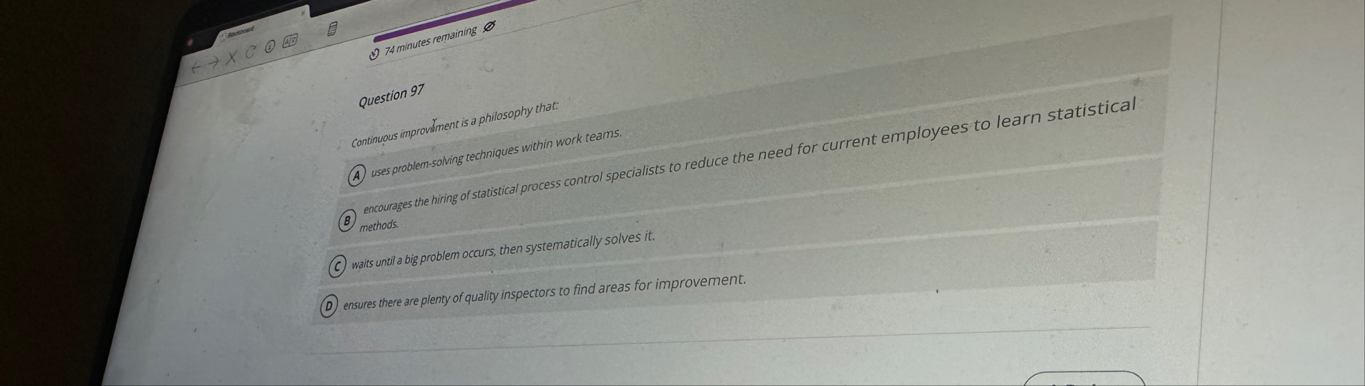 7 4 minutes remaining Question 9 7 Continuous