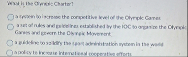 What is the Olympic Charter? a system to increase