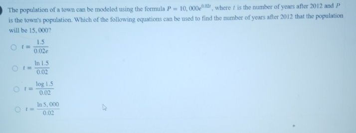 The population of a town can be modeled using the