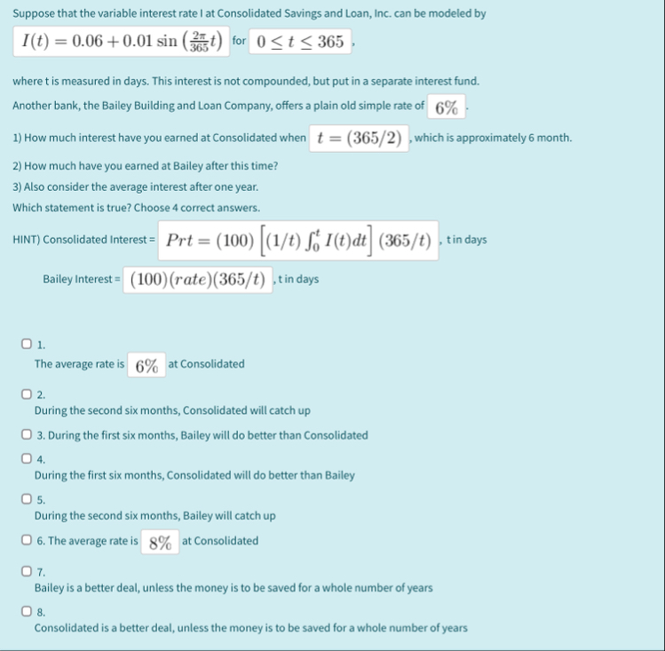 Suppose that the variable interest rate I at