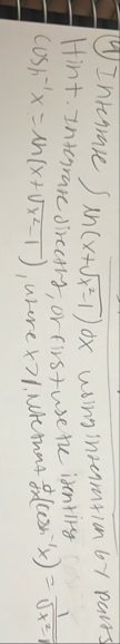 ( 4 ) Intenrare l n ( x x 2 - 1 2 ) d x using