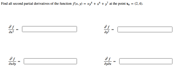 Find all second partial derivatives of the