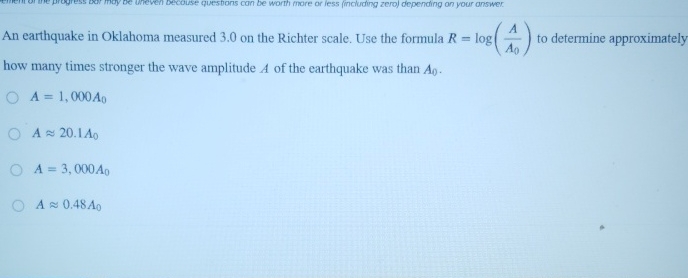 An earthquake in Oklahoma measured 3 . 0 on the