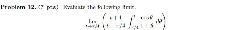 Evaluate the following l i m i t without