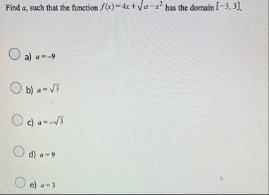 Find a , such that the function f ( x ) = 4 x a -