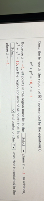 Describe in words the region of R 3 represented